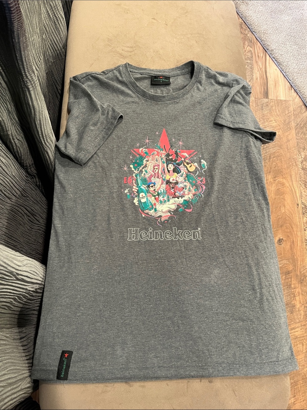 Promotional Men's Short Sleeve Heineken Graphic Tee in Heather Gray unisex